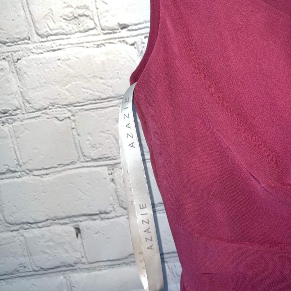 azazie Dark Purple / Pink long polyester formal dress size L - Picture 12 of 15